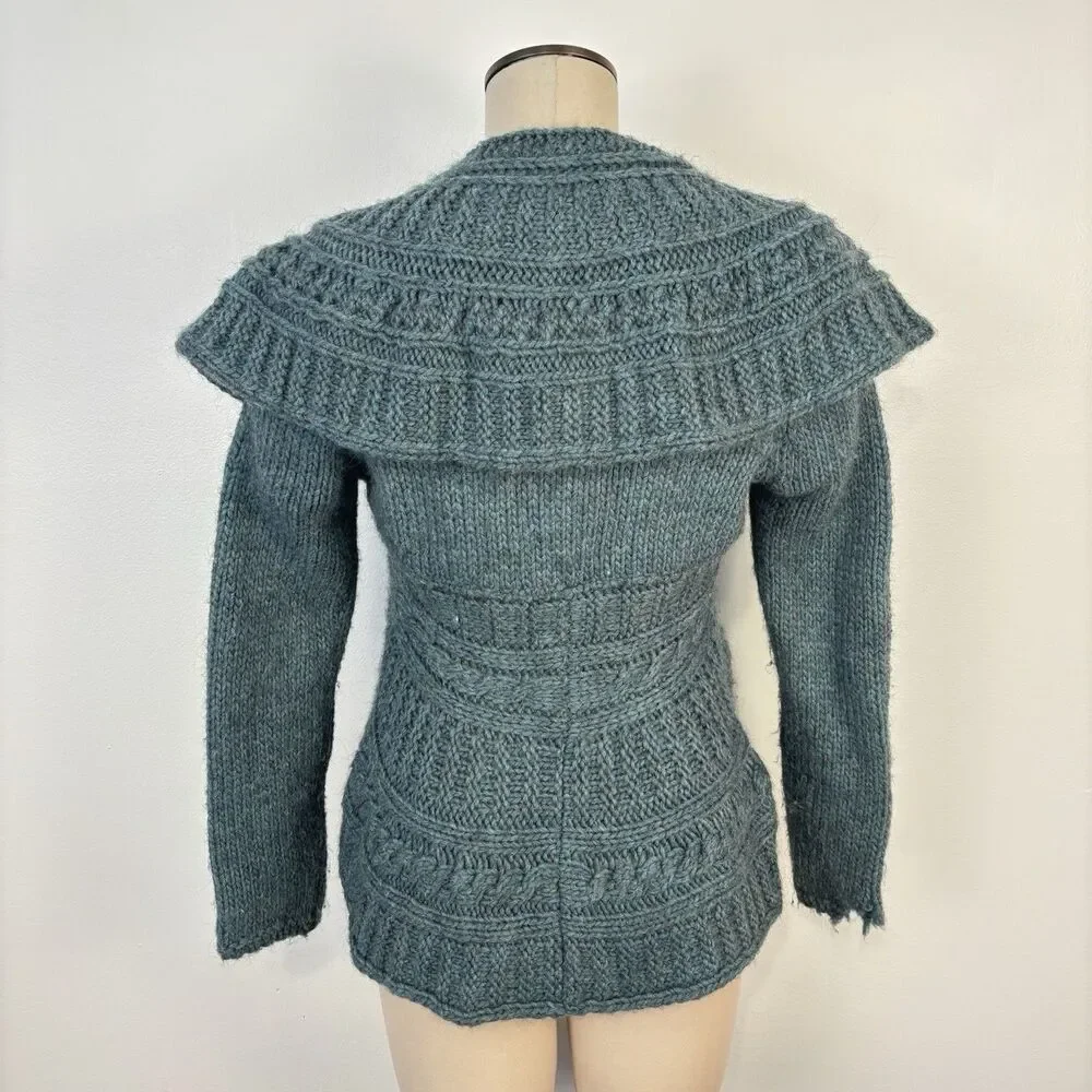 Elsamanda Womens S Alpaca Wool Cardigan Sweater Green Made Italy Anthropologie